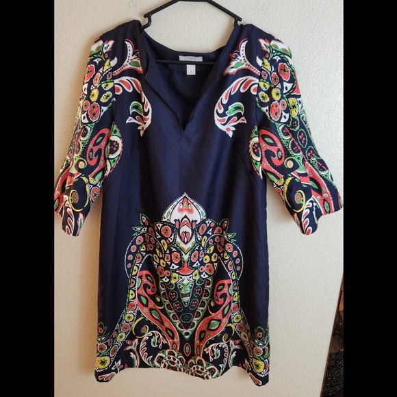 LOFT Paisley Retro 70s Shift Dress Size 10 - Picture 2 of 7